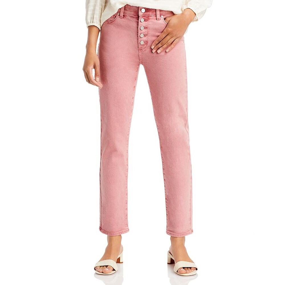 Paige 'Cindy' Pink Straight Button Fly Denim Jeans Size 32